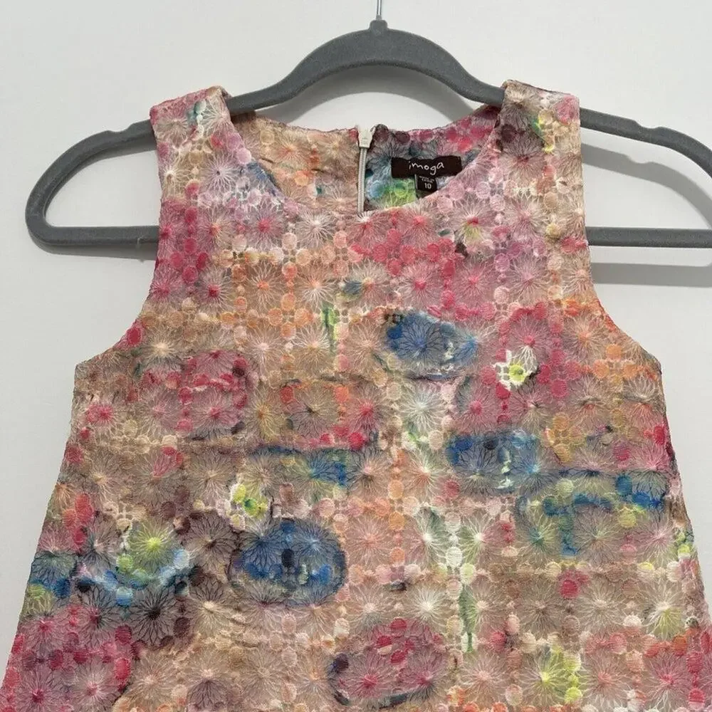 Imoga Girls Pink Multi Kylie A-Line Embroidered Dress Size 10 NWOT